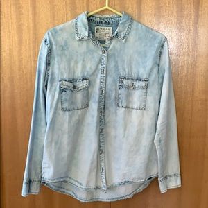 Denim look button down